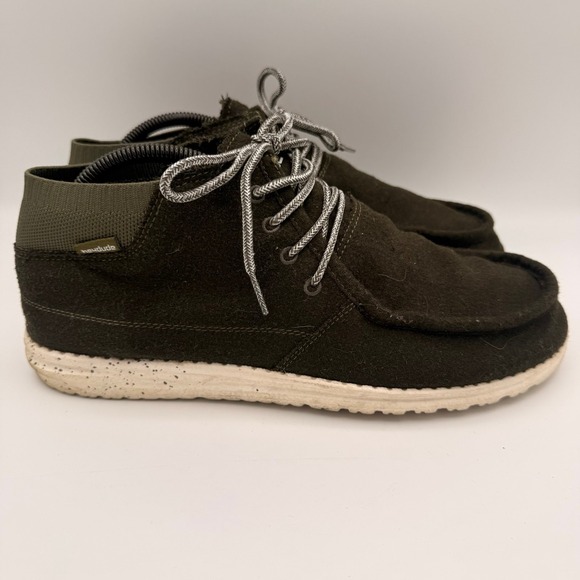 Men\'s Hey Dude Wayne Forest Green High-Top Casual Slip-On Lace-Up Shoes Size 10